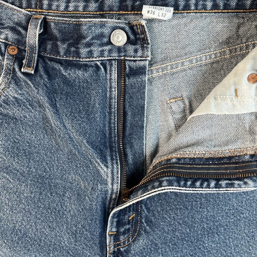Levi's 505 Regular Fit Jeans Mens W36 L32 Blue Denim Classic Casual K5 - Picture 13 of 16